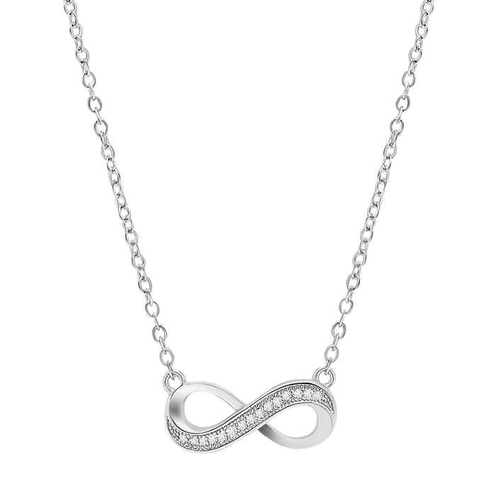 Women's 925 Sterling Silver infinity necklace featuring a sparkling stone-studded pendant on a chain – Zavya