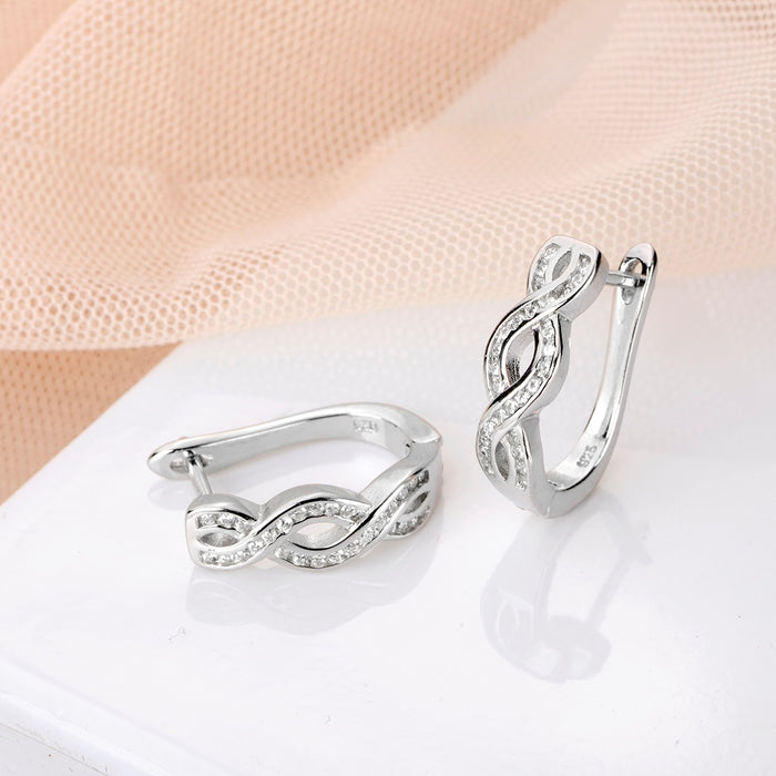 Eternal Infinity Rhodium-Plated Cubic Zirconia 925 Sterling Silver Earrings