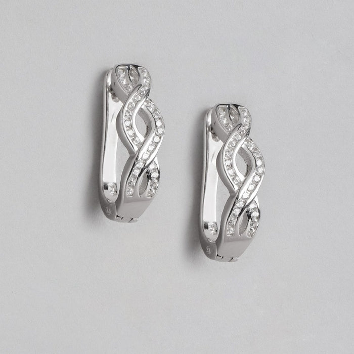Eternal Infinity Rhodium-Plated Cubic Zirconia 925 Sterling Silver Earrings