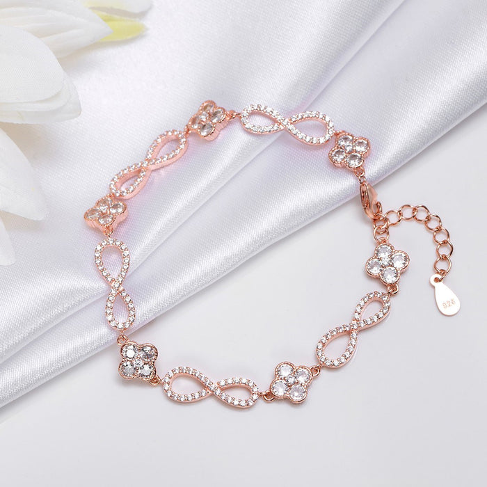 Eternal Infinity Rose Gold Plated 925 Sterling Silver Infinity Bracelet