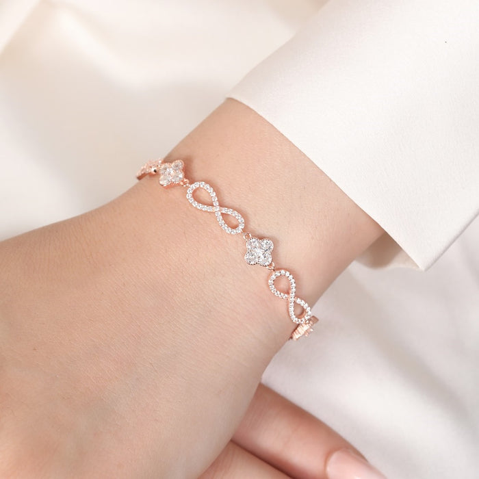 Eternal Infinity Rose Gold Plated 925 Sterling Silver Infinity Bracelet