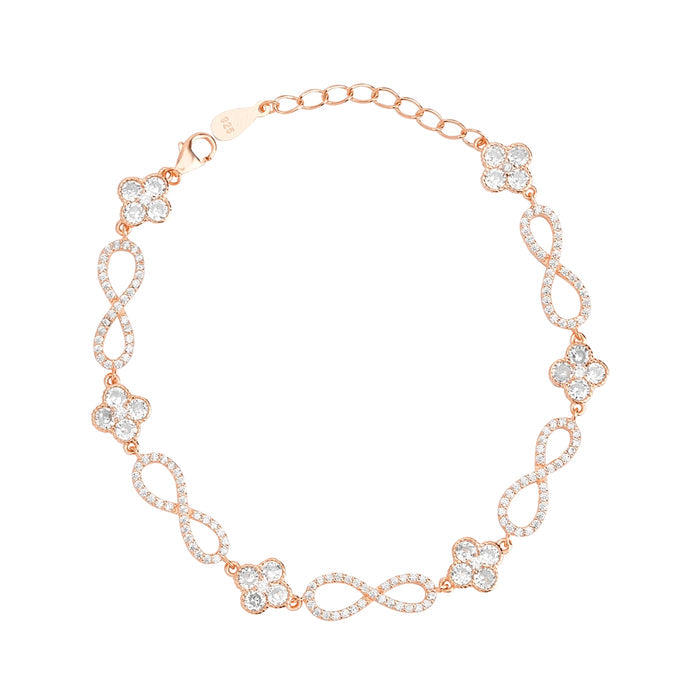 Eternal Infinity Rose Gold Plated 925 Sterling Silver Infinity Bracelet