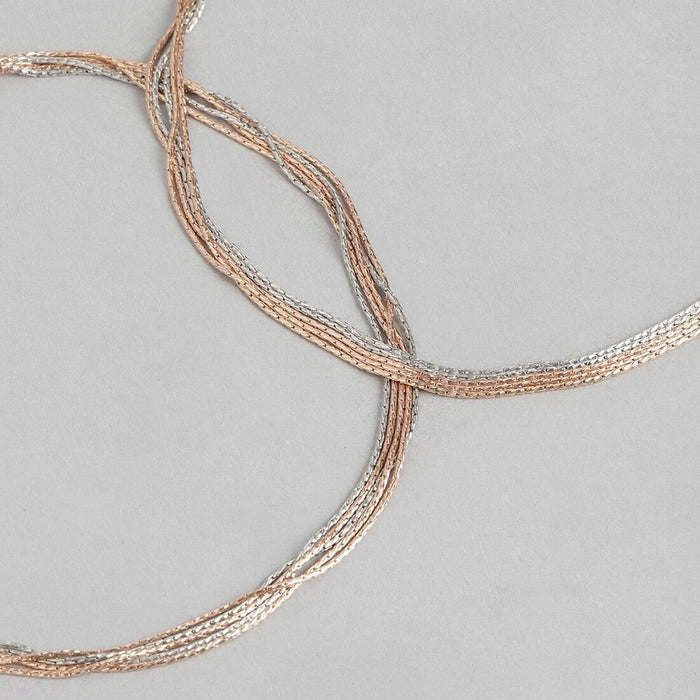 Eternal Layered Triple Tone Plated 925 Silver Chain Anklet (Adjustable)
