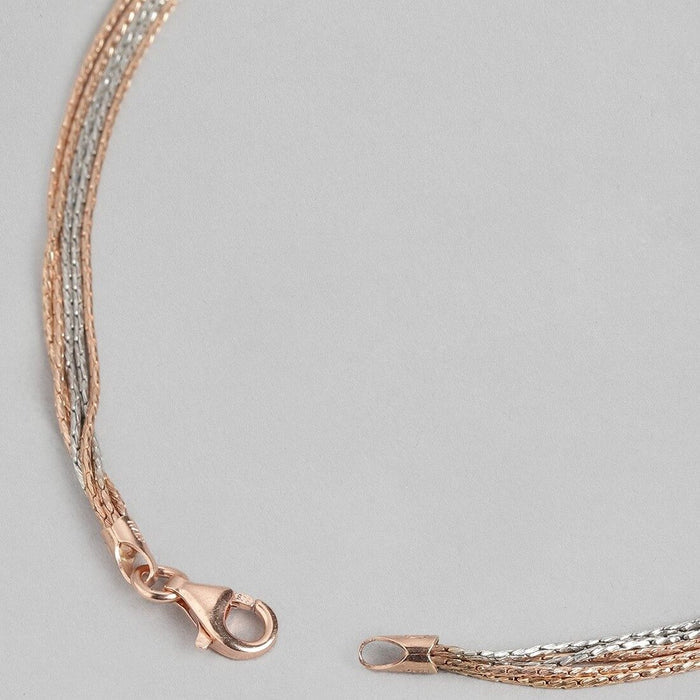Eternal Layered Triple Tone Plated 925 Silver Chain Anklet (Adjustable)