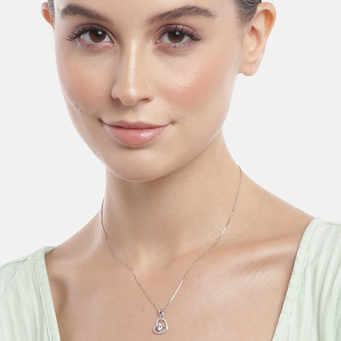 Eternal Love 925 Sterling Silver Rhodium Plated Heart Necklace