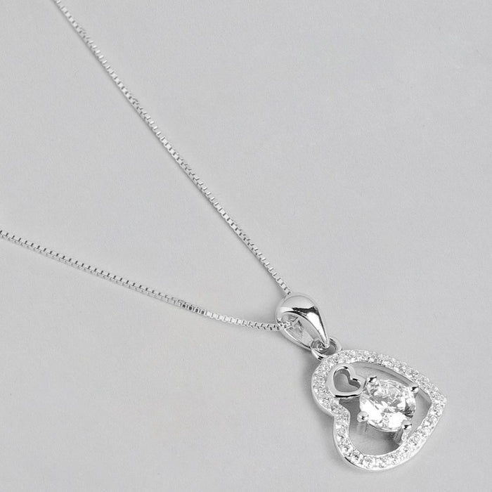 Eternal Love 925 Sterling Silver Rhodium Plated Heart Necklace
