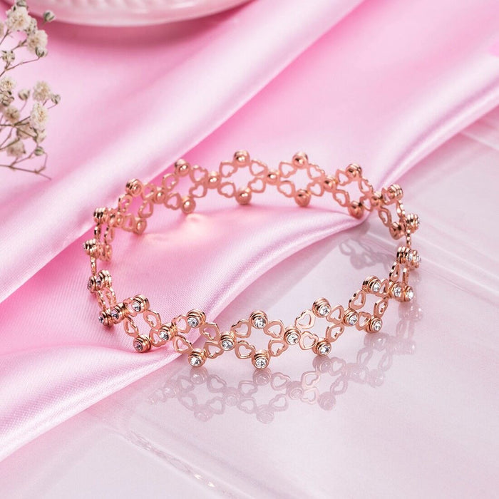 Eternal Love 925 Sterling Silver Rose Gold Plated Heart Bracelet
