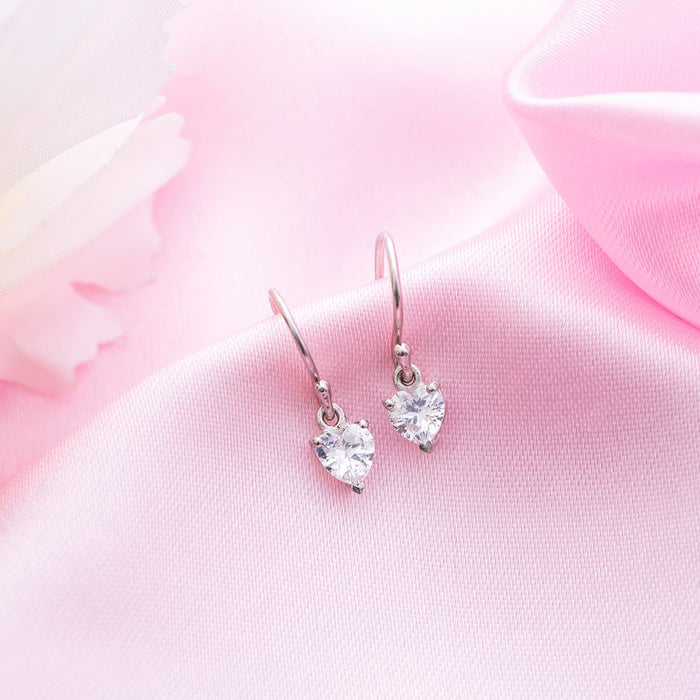 Eternal Love Radiance Rhodium Plated CZ 925 Sterling Silver Heart Earrings