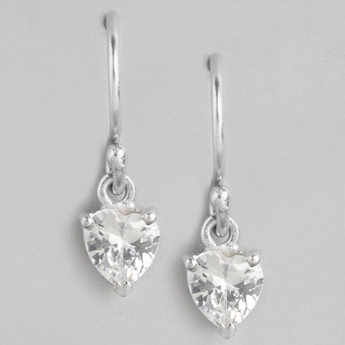 Eternal Love Radiance Rhodium Plated CZ 925 Sterling Silver Heart Earrings