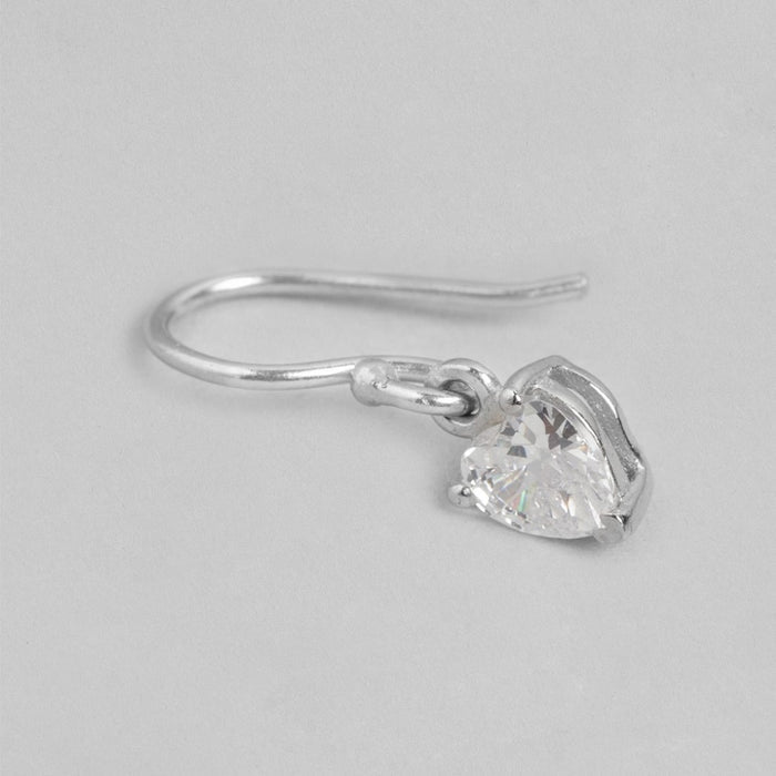 Eternal Love Radiance Rhodium Plated CZ 925 Sterling Silver Heart Earrings