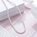 Eternal Luster Rhodium-Plated 925 Sterling Silver Pearl Necklace