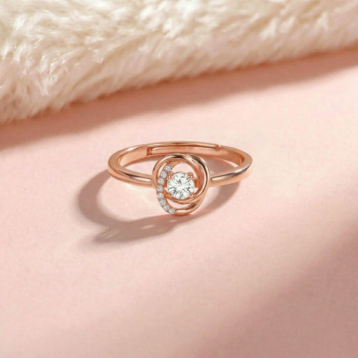 925 Sterling Silver Eternal Orbit Rose Gold Adjustable Ring for Women – Zavya