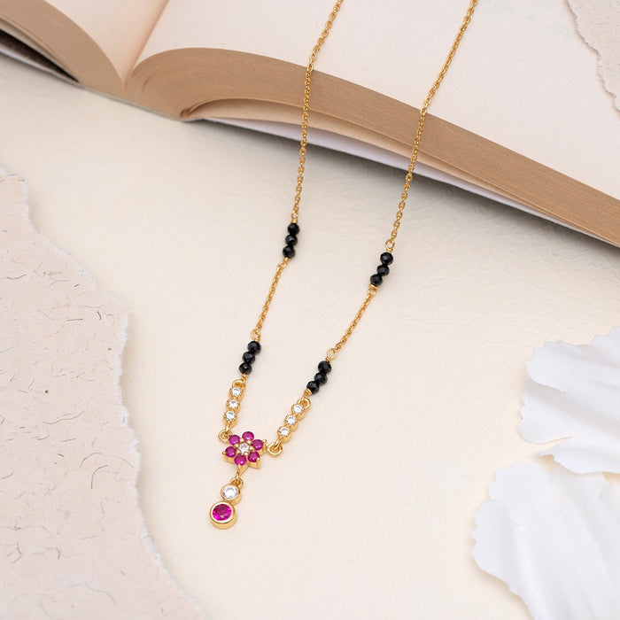 Eternal Petals Gold Plated CZ 925 Sterling Silver Flower Mangalsutra