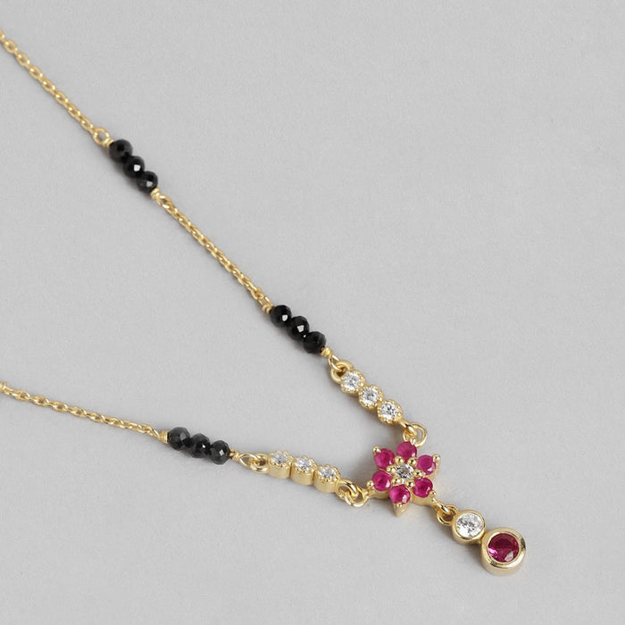Eternal Petals Gold Plated CZ 925 Sterling Silver Flower Mangalsutra