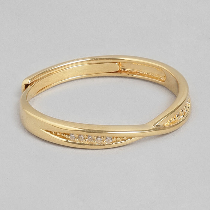 Eternal Radiance - Golden Harmony CZ Couple 925 Sterling Silver Ring Set (Adjustable)
