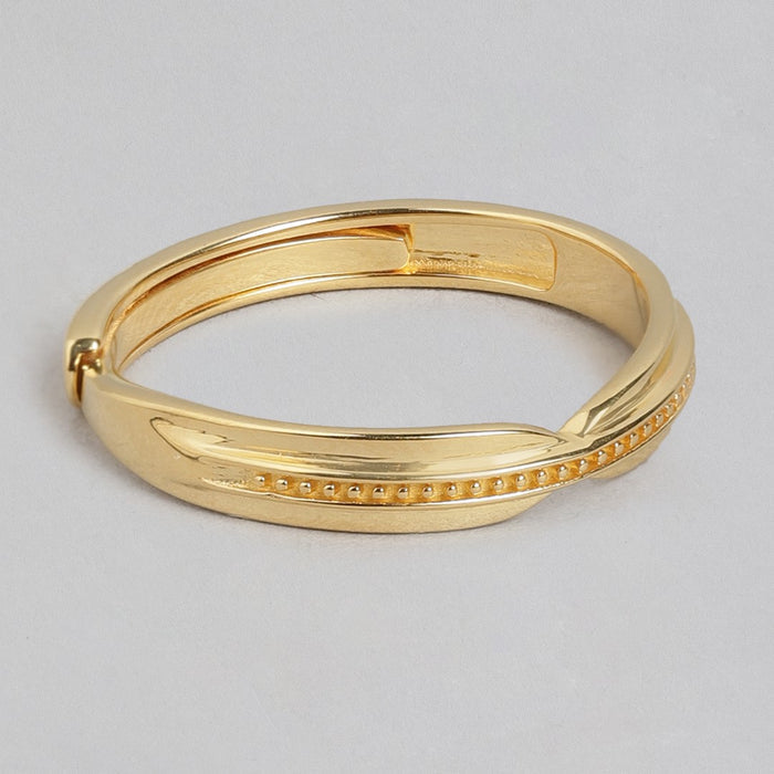 Eternal Radiance - Golden Harmony CZ Couple 925 Sterling Silver Ring Set (Adjustable)