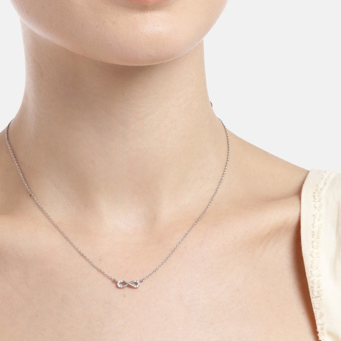 Eternal Radiance CZ Rhodium Plated 925 Silver Infinity Necklace