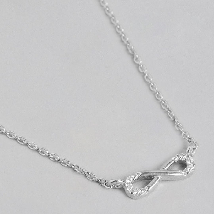 Eternal Radiance CZ Rhodium Plated 925 Silver Infinity Necklace