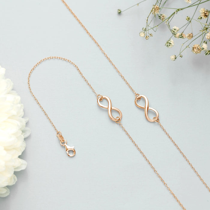 Eternal Rose Gold Radiance 925 Sterling Silver Infinity Chain Anklet