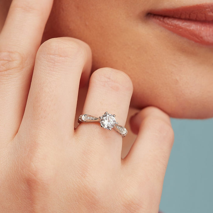 Eternal Spark Rhodium-Plated 925 Sterling Silver Cubic Zirconia Couple Ring (Adjustable)