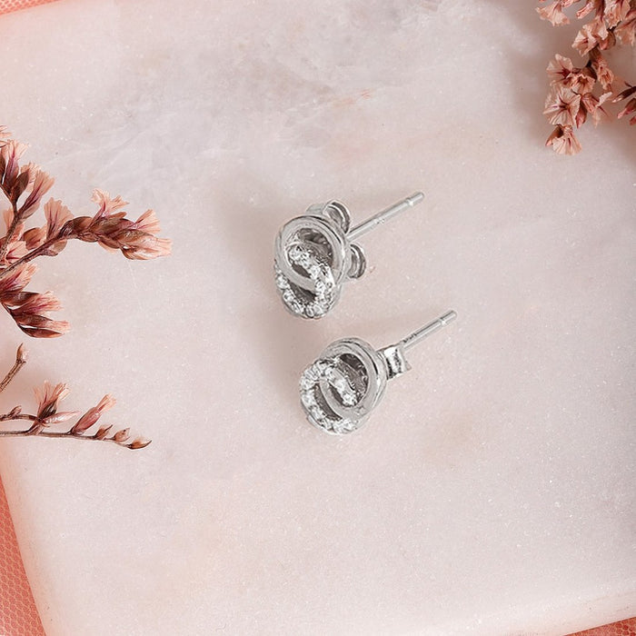 Eternal Sparkle 925 Sterling Silver Rhodium-Plated Infinity Earrings