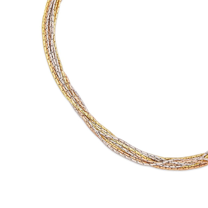 Eternal Sparkle Layered Bouquet Triple-Tone Plated 925 Sterling Silver Anklet