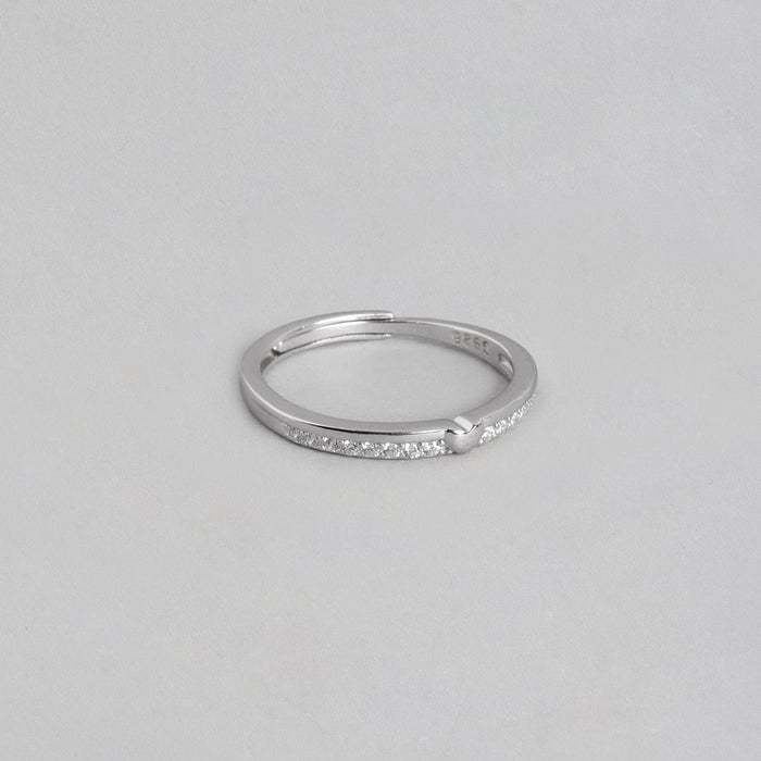 Eternal Sparkle Rhodium Plated 925 Sterling Silver Ring for Her (Adjustable)