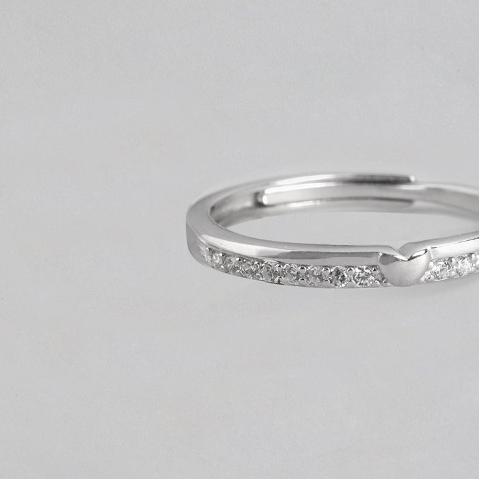 Eternal Sparkle Rhodium Plated 925 Sterling Silver Ring for Her (Adjustable)
