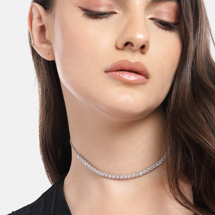 Eternal Sparkle Rhodium-Plated Cubic Zirconia 925 Sterling Silver Necklace