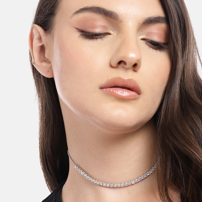 Eternal Sparkle Rhodium-Plated Cubic Zirconia 925 Sterling Silver Necklace