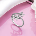 Eternal Sparkles Leaf Rhodium-Plated Cubic Zirconia 925 Sterling Silver Ring (Adjustable)