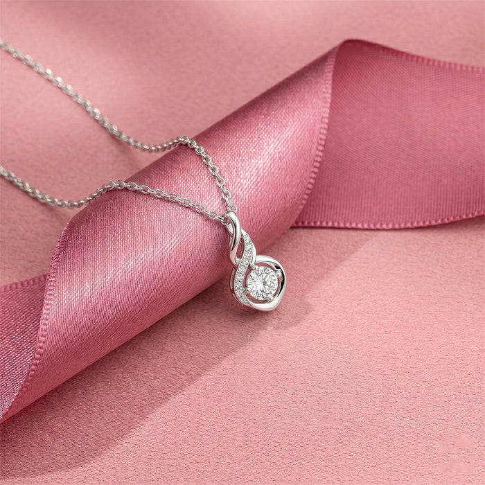 Eternal Twine Solitaire Rhodium Plated Pendant with Link Chain