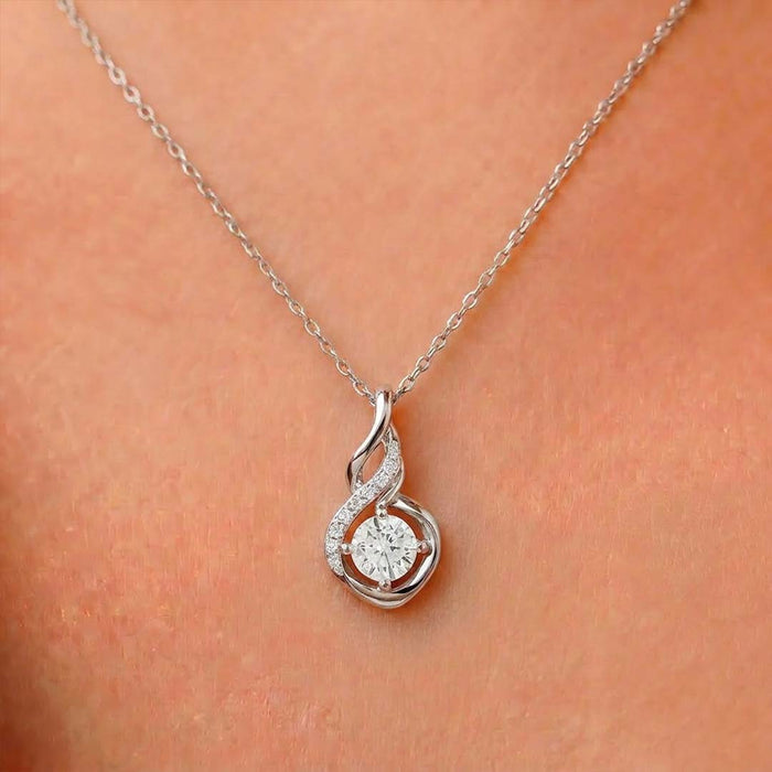 Eternal Twine Solitaire Rhodium Plated Pendant with Link Chain