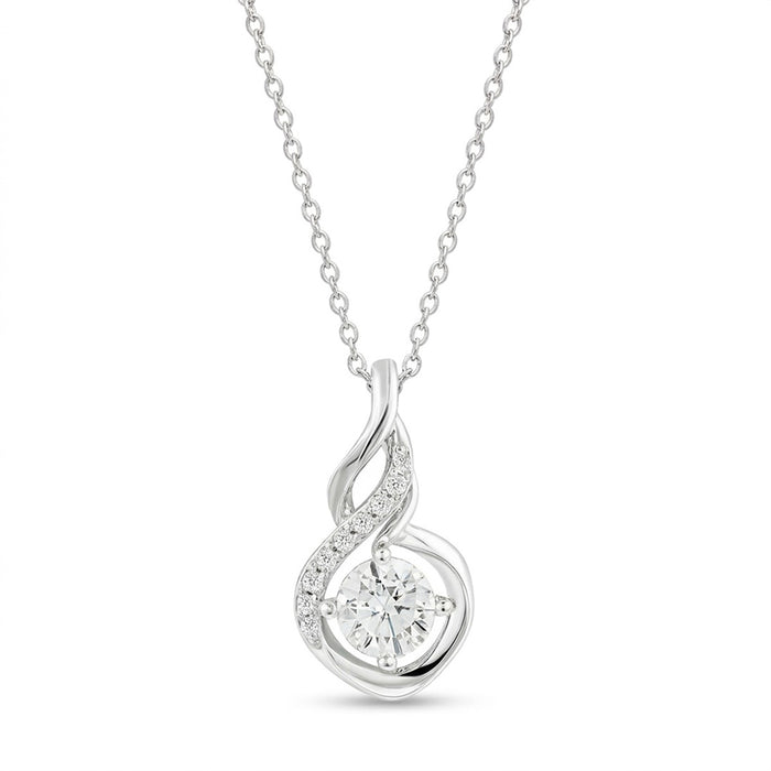 Eternal Twine Solitaire Rhodium Plated Pendant with Link Chain