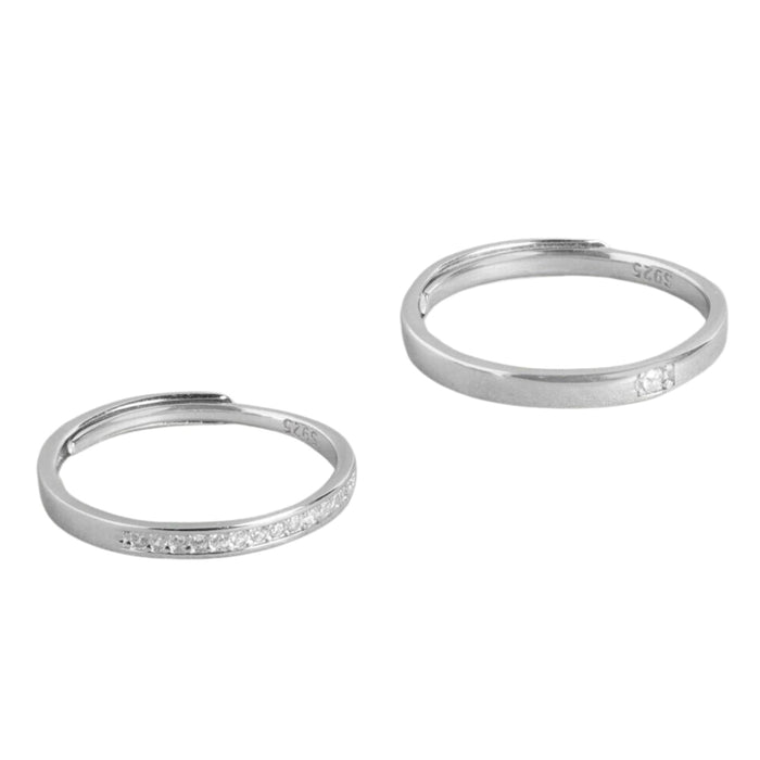 Eternal Union Sterling Silver Couple Ring with Cubic Zirconia (Adjustable)