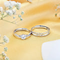 Eternal Unity CZ Rhodium Plated 925 Sterling Silver Couple Ring (Adjustable)