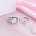 Eternal Unity Rhodium-Plated 925 Sterling Silver Couple Ring (Adjustable)