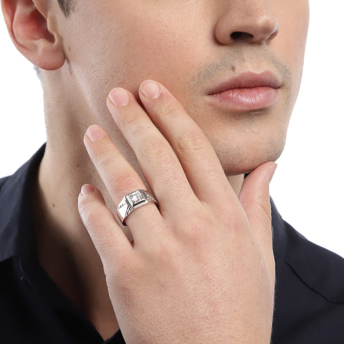 Eternal Unity Rhodium-Plated 925 Sterling Silver Couple Ring (Adjustable)