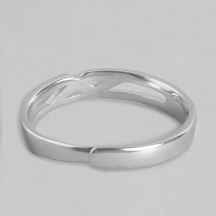 Eternal Weave Rhodium Plated 925 Silver Mens Ring (Adjustable)