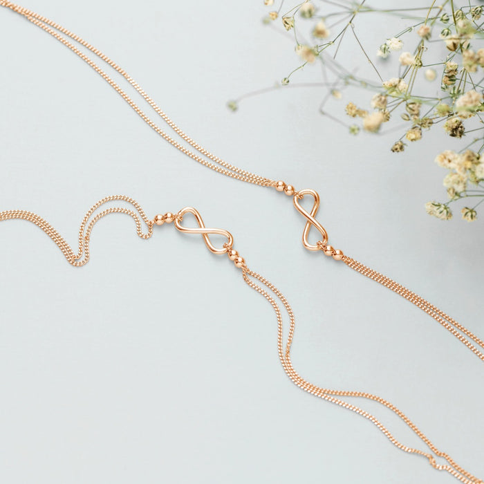 Eternity Duet Rose Gold Plated 925 Silver Infinity Chain Anklet