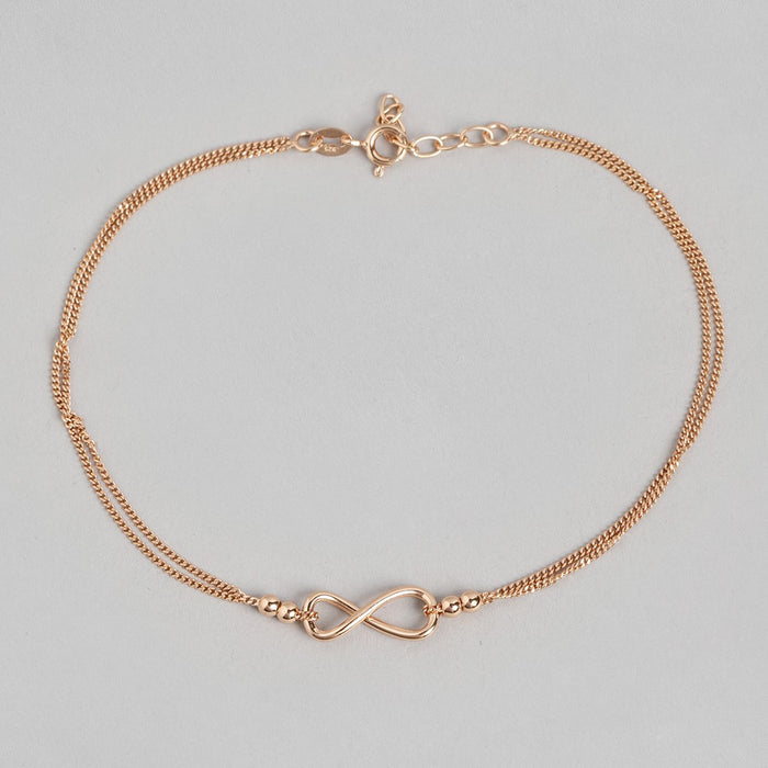 Eternity Duet Rose Gold Plated 925 Silver Infinity Chain Anklet