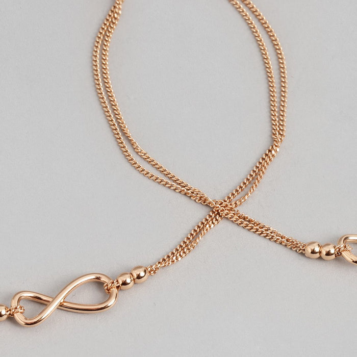 Eternity Duet Rose Gold Plated 925 Silver Infinity Chain Anklet