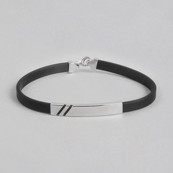 Ethereal Allure Rhodium-Plated 925 Sterling Silver Bracelet for Him