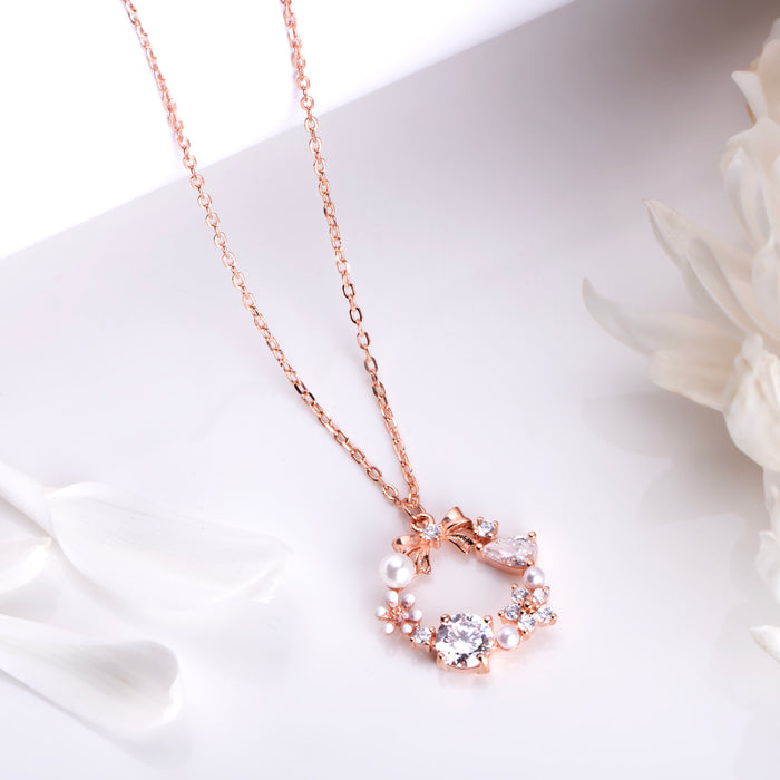 Ethereal Bloom 925 Sterling Silver Rose Gold-Plated Necklace