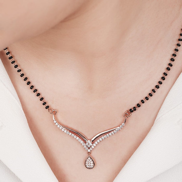 925 Sterling Silver Ethereal Blossoms Rhodium-Plated 925 Sterling Silver Mangalsutra for Women – Zavya