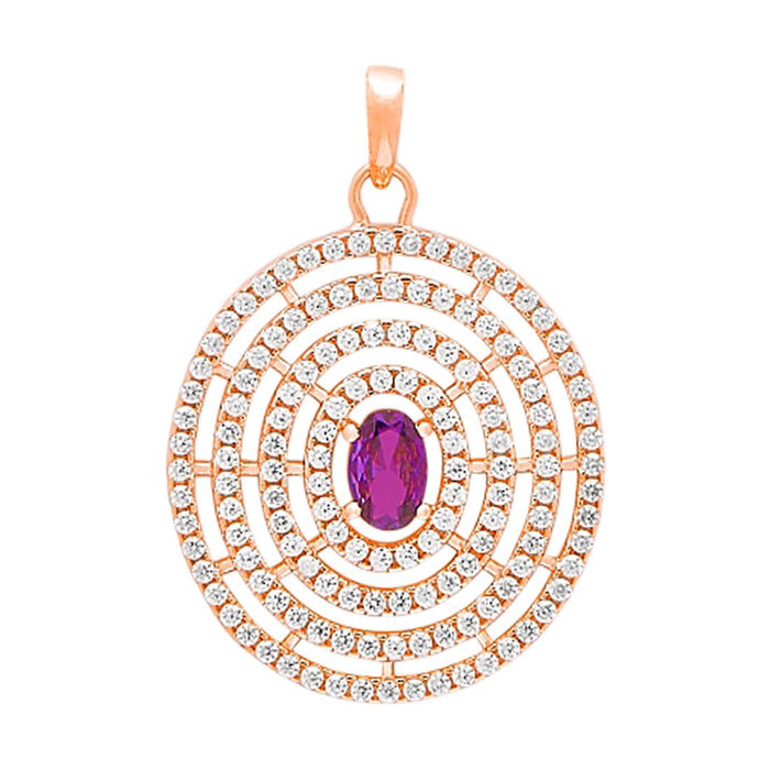 Ethereal Circle 925 Sterling Silver Rose Gold-Plated Pendant with Chain