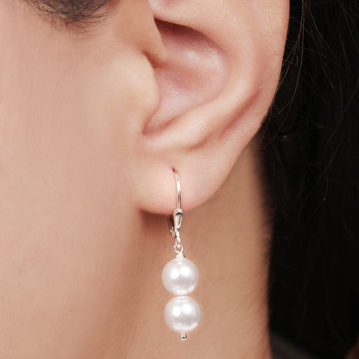 Ethereal Elegance Pearl Rhodium Plated 925 Sterling Silver Earrings