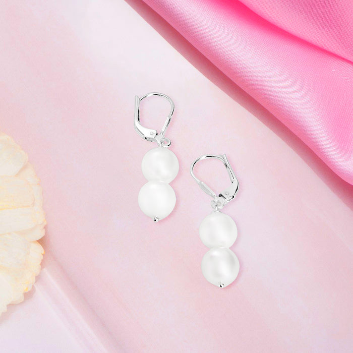 Ethereal Elegance Pearl Rhodium Plated 925 Sterling Silver Earrings