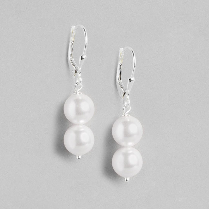 Ethereal Elegance Pearl Rhodium Plated 925 Sterling Silver Earrings