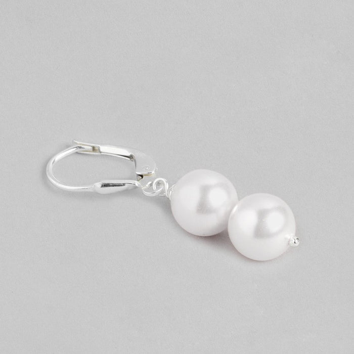 Ethereal Elegance Pearl Rhodium Plated 925 Sterling Silver Earrings